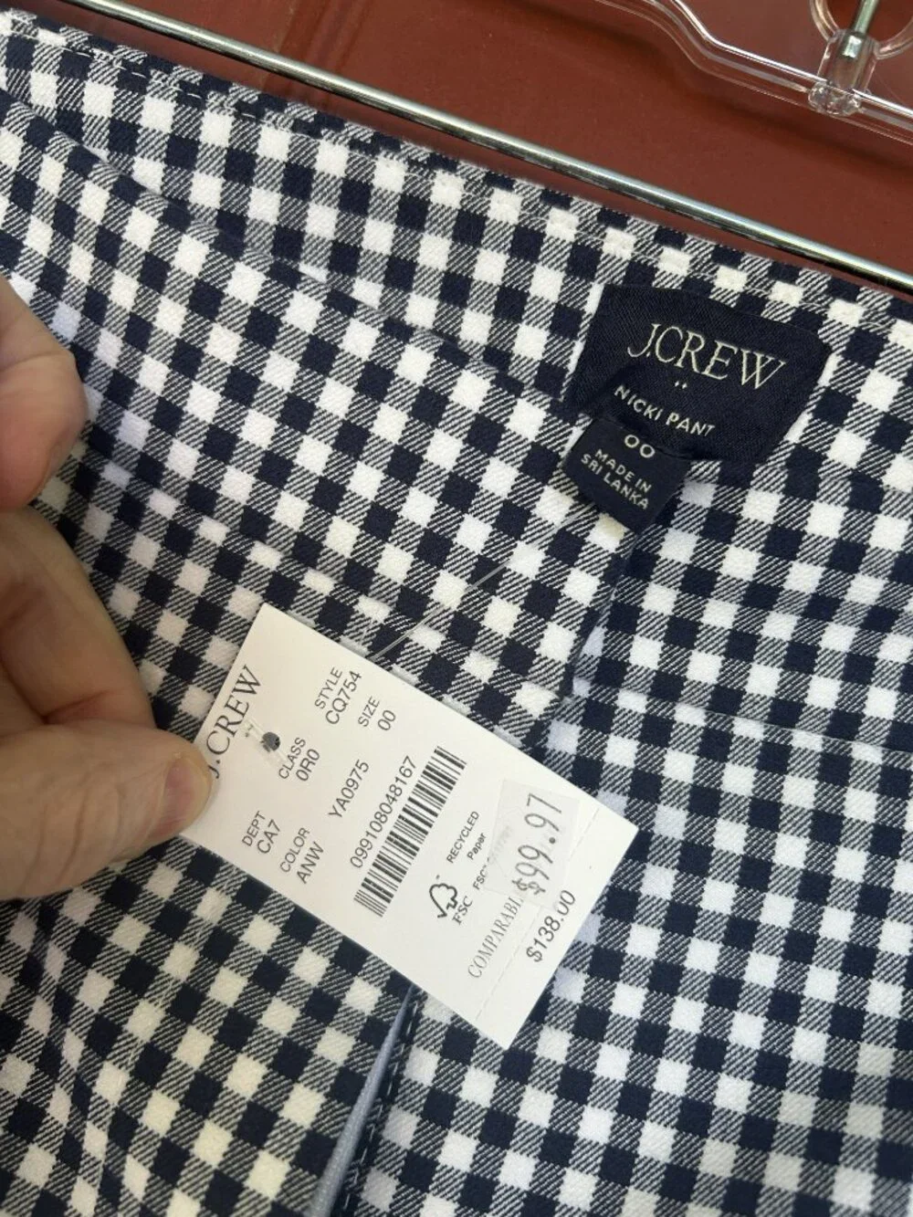 J Crew Factory Gingham Nicki flare pant 00 NWT - Picture 5 of 5